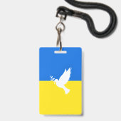 Badge Drapeau de l'Ukraine - La colombe de la paix - Lib (Back with Lanyard)