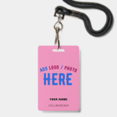 BADGE DRAPEAU DE MARQUE ROSE CHAUD PERSONNALISABLE MODER (Avant avec lanière)