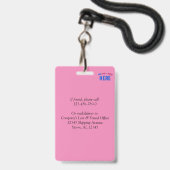 BADGE DRAPEAU DE MARQUE ROSE CHAUD PERSONNALISABLE MODER (Arrière avec lanière)