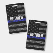 Badge Drapeau de police à la retraite en détresse (Avant & arrière)