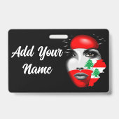 Badge Drapeau du Liban et carte sur le visage d'une fill (Arrière)