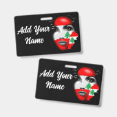 Badge Drapeau du Liban et carte sur le visage d'une fill (Avant & arrière)