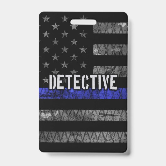 Badge Drapeau en détresse Detective Thin Blue Line (Avant)