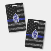 Badge Drapeau en détresse Master Sergeant Thin Blue Line (Recto et verso)