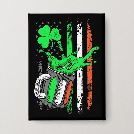 Badge Drapeau irlandais drôle de bière (Recto)