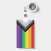 Badge Drapeau LGBTQIA progressif (Avant avec rétractable)
