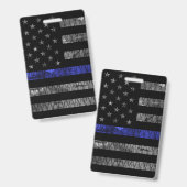 Badge Drapeau Police Thin Blue Line (Avant & arrière)