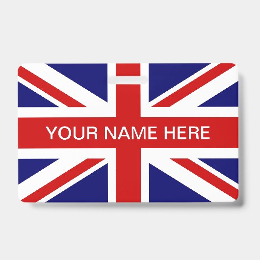 Badge Drapeau Union Jack britannique nom personnalisé (Avant)