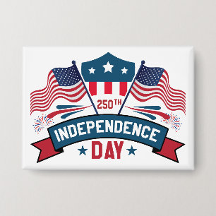 Badge Drapeaux et feux d'artifice du 250e anniversaire d