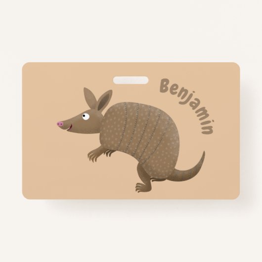 Badge Drôle armadillo joyeux dessin animé (Devant)