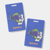 Badge Drôle caricature de poisson de pêcheur (Avant & arrière)
