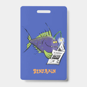 Badge Drôle caricature de poisson de pêcheur