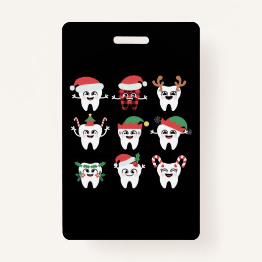 Badge Drôle Dental Noël Dents mignon Noël Dentiste (Devant)