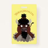 Badge Drôle dessin animé de bison de buffle (Dos)