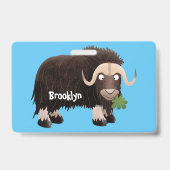 Badge Drôle dessin animé de boeuf musqué (Dos)