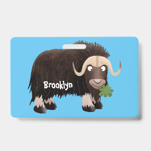 Badge Drôle dessin animé de boeuf musqué