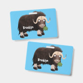 Badge Drôle dessin animé de boeuf musqué (Recto et verso)