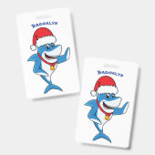 Badge Drôle dessin animé de requin de Noël (Avant & arrière)