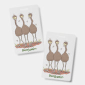 Badge Drôle dessin animé du trio australien emu (Avant & arrière)