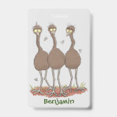Badge Drôle dessin animé du trio australien emu (Arrière)