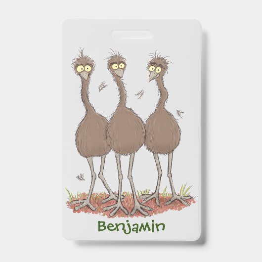 Badge Drôle dessin animé du trio australien emu (Avant)