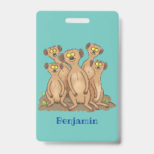 Badge Drôle dessin de la famille meerkat