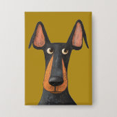 Badge Drôle Doberman Chien noir Tan Mustard Jaune (Recto)