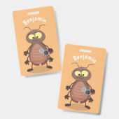 Badge Drôle drôle de personnage de dessin animé de cafar (Front & Back)