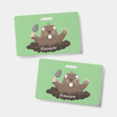 Badge Drôle gopher de poche creusant dessin dessin de de (Avant & arrière)