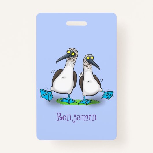 Badge Drôle, joyeux croquis à pieds bleus dansant dessin (Devant)