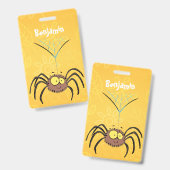 Badge Drôle mignon dessin animé d'araignée moelleuse (Avant & arrière)