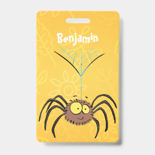 Badge Drôle mignon dessin animé d'araignée moelleuse