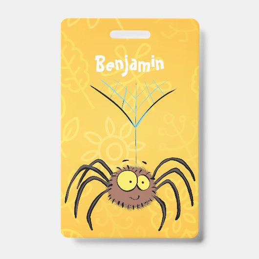 Badge Drôle mignon dessin animé d'araignée moelleuse (Avant)