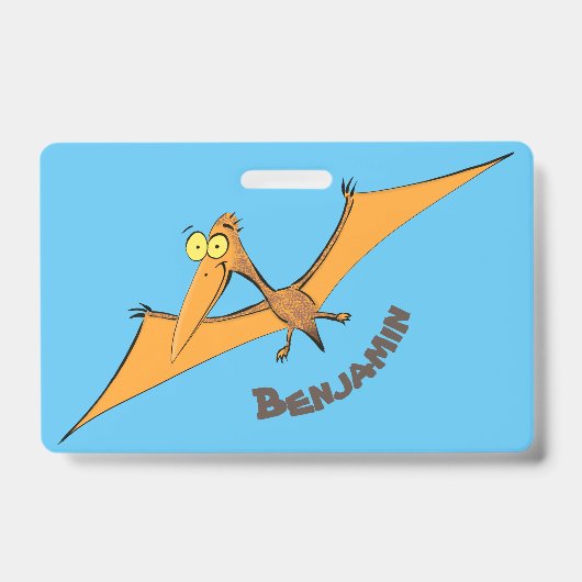 Badge Drôle mignon dessin animé de pterodactyle volant o (Avant)