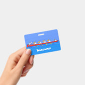 Badge Drôle pélicans rameurs dessin animé (Manuel / portable)