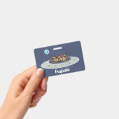 Badge Drôle poule dans l'espace dessin animé (À main)