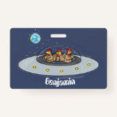 Badge Drôle poule dans l'espace dessin animé (Dos)