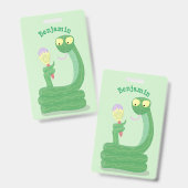 Badge Drôle serpent vert avec caricature maraca (Avant & arrière)