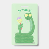 Badge Drôle serpent vert avec caricature maraca (Arrière)