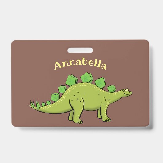 Badge Drôle stegosaurus dinosaure dessin animé (Avant)