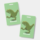 Badge Drôle T rex dinosaure dessin animé humour (Front & Back)
