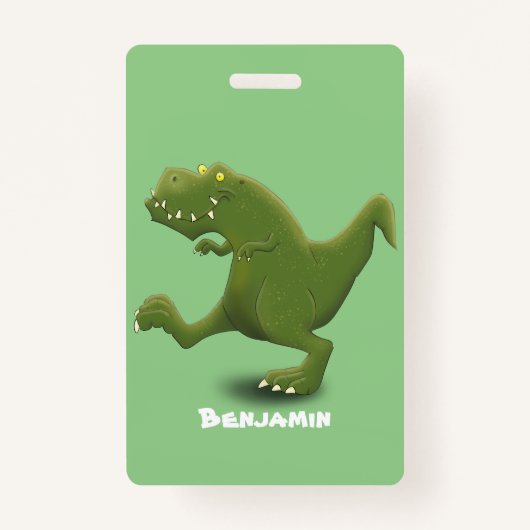 Badge Drôle T rex dinosaure dessin animé humour (Devant)