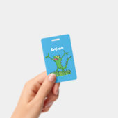 Badge Drôle vert souriant animé lézard d'iguane (À main)