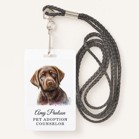 Badge du conseiller en adoption des animaux de com (Devant avec lanière)