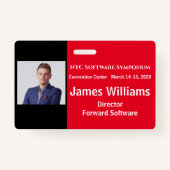 Badge du symposium horizontal rouge, blanc, noir (Dos)