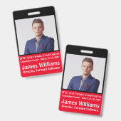 Badge du Symposium vertical rouge, blanc, noir (Avant & arrière)