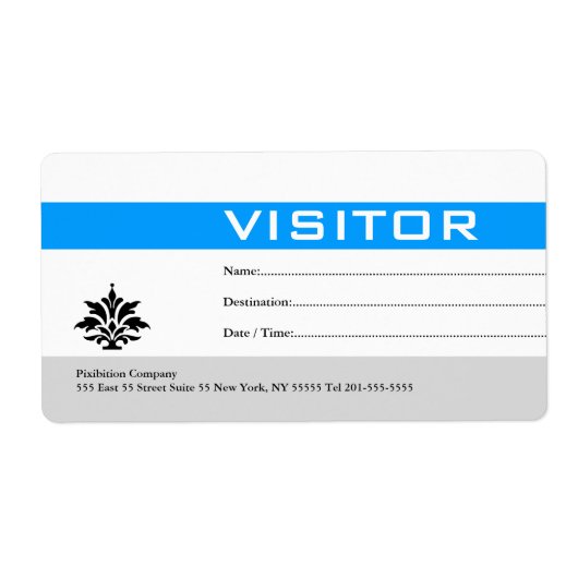 Badge du visiteur Étiquette bleu (Devant)