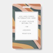 Badge Earthy Retro Wavy Lines Code photo de l'employé (Back)