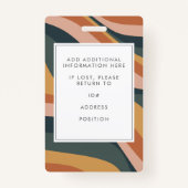 Badge Earthy Retro Wavy Lines Code photo de l'employé (Dos)