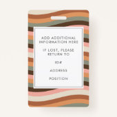 Badge Earthy Retro Wavy Stripe Employee Photo ID  (Dos)